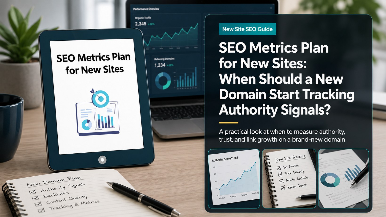 SEO Metrics Plan for New Sites showing early authority and backlink measurement